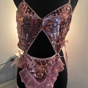 Coco fields pink one piece rave set